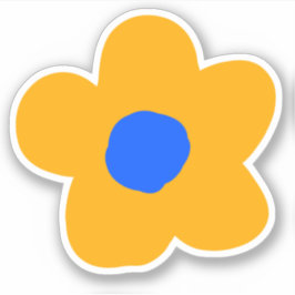Sticker Fleur jaune et bleu