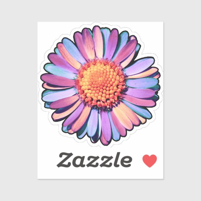 Sticker Fleur mignonne violet rose bleu Boho Daisy Bisexua (Feuille)