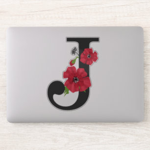 Sticker Fleur, monogramme J, lettre J, fleurs, monogra