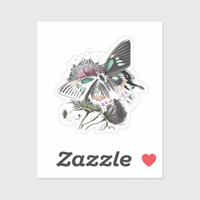 Sticker fleur-papillon (Feuille)