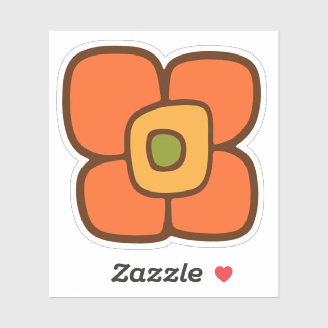 Sticker Fleur rétro de printemps (Feuille)