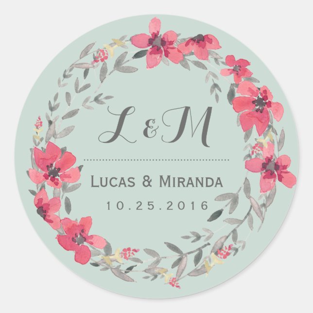 Sticker Fleur Rose Rustique Fleur Wreath Wedding F (Devant)