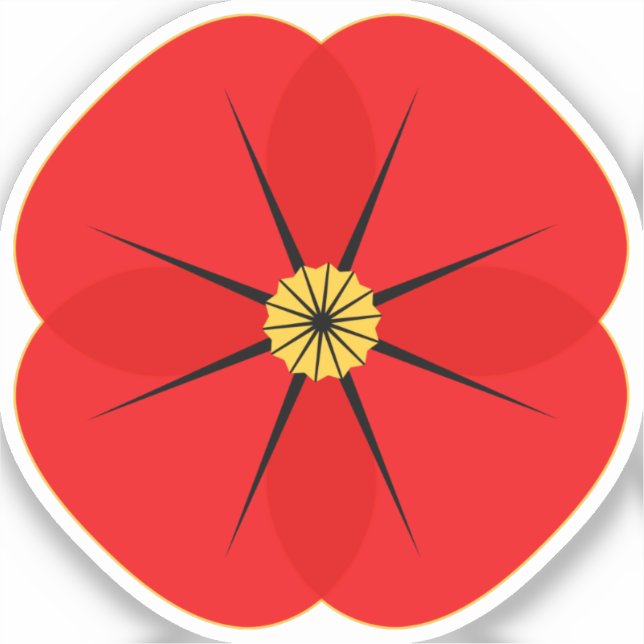 Sticker Fleur rouge croupie design commémoratif (Recto)