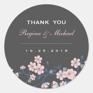 Sticker Fleur Sakura Rose Grey Favor Mariage