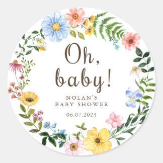 Sticker Fleur sauvage Boho Baby shower Favoriser É