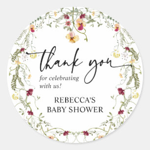 Sticker Fleur sauvage Boho Merci rond Faveur