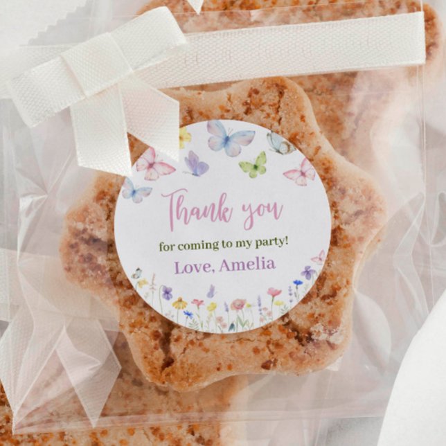 Sticker Fleur sauvage papillon Étiquettes (Créateur téléchargé)