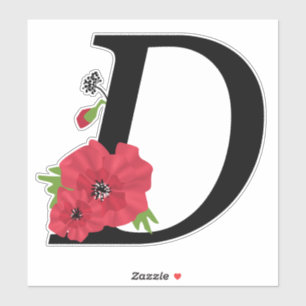 Sticker Fleur set, monogramme D, lettre D, fleurs, monogre