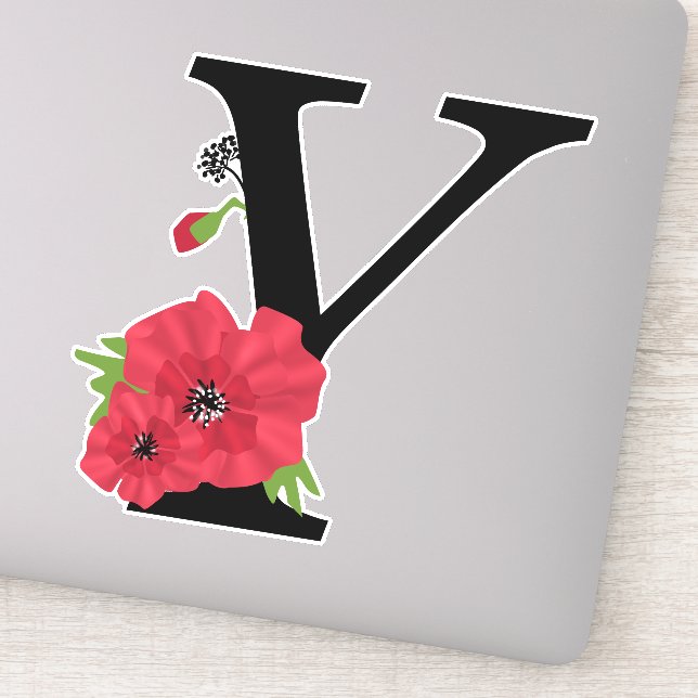 Sticker Fleur set, monogramme Y, lettre Y, fleurs, monogra (Détail)