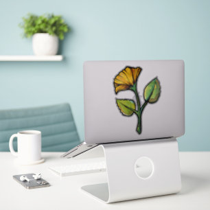 Sticker Fleuron jaune aquarelle florale