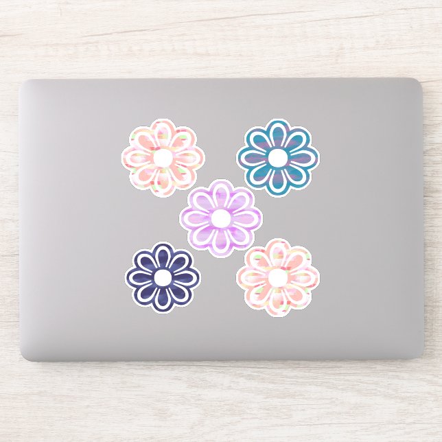 Sticker Fleurs colorées simples (Ordinateur)