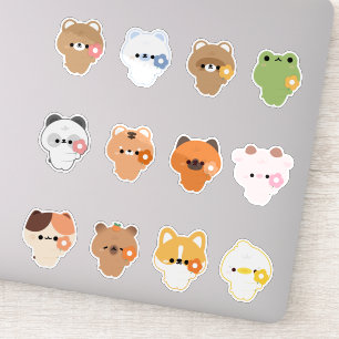 Sticker Fleurs d'animaux mignons