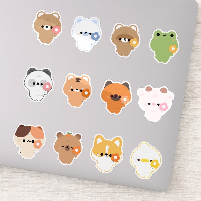 Sticker Fleurs d'animaux mignons (Détail)