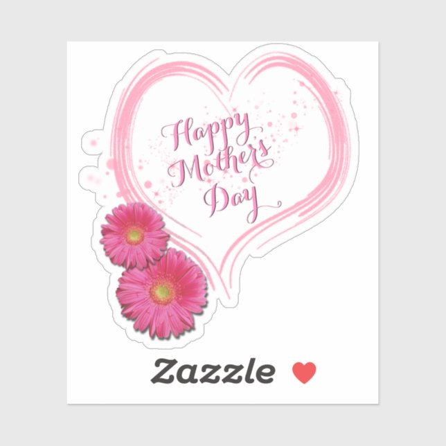 Sticker Fleurs de Coeur Rose Joyeuse Fête des Mères (Feuille)