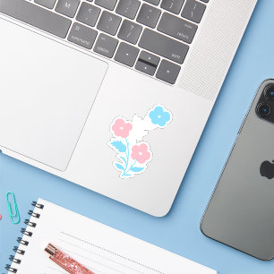 Sticker Fleurs de Drapeau Trans subtiles