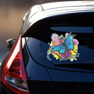 Sticker Fleurs de papillon bleu Dragon