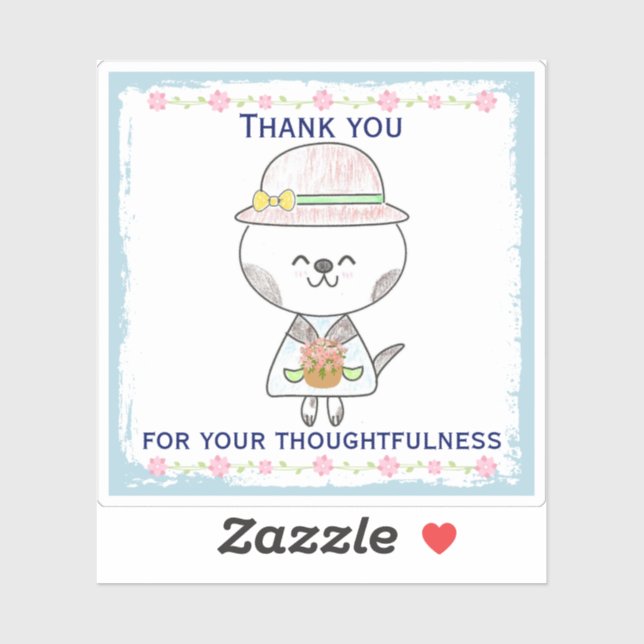 Sticker Fleurs de printemps doux Kawaii Chat Merci (Feuille)