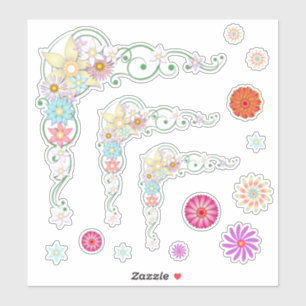 Sticker Fleurs de printemps et d'été, cadre simple et de c