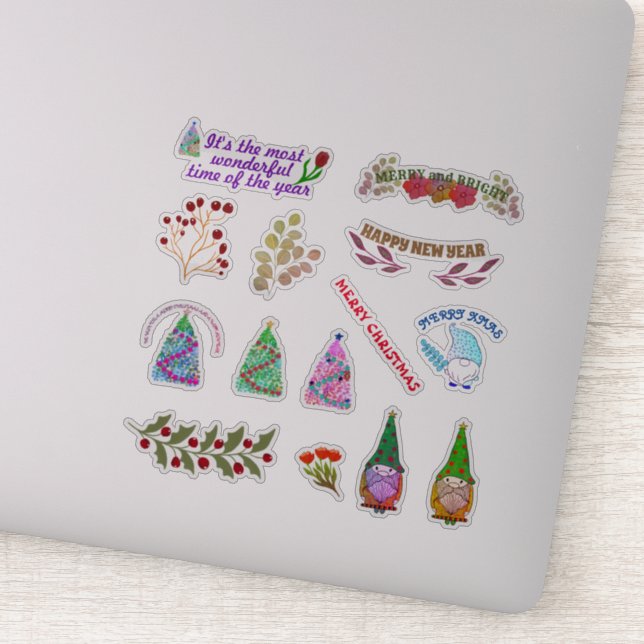 STICKER FLEURS ET FEUILLES DE NOËL (Détail)