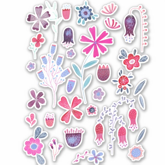 Sticker Fleurs et fleurs aquarelles (Devant)