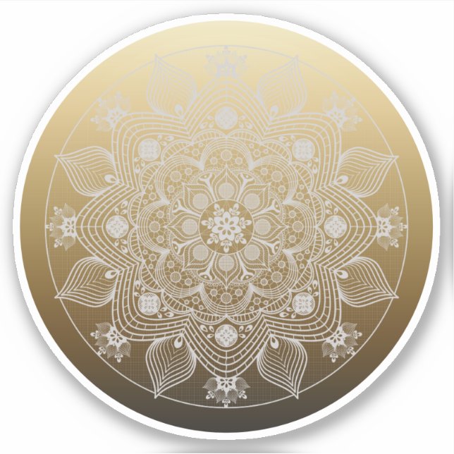 Sticker Fleurs, Feuilles, Dentelle Blanche Floral Mandala  (Devant)