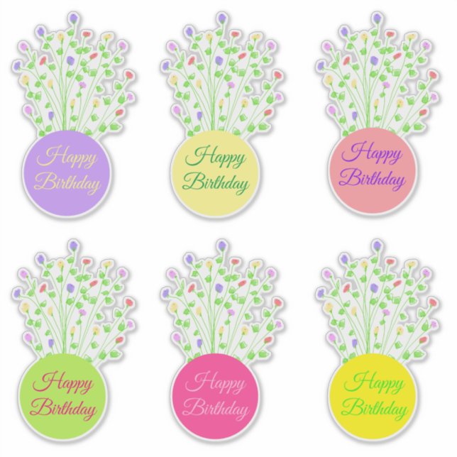 Sticker Fleurs florissantes désirs d'anniversaire (Devant)