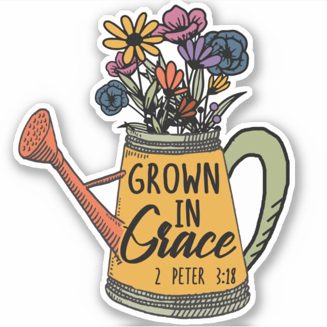 Sticker Fleurs mignonnes Bible chrétienne Verse Grace (Devant)