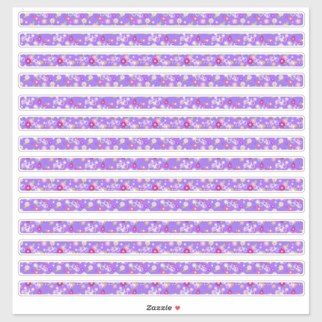 Sticker Fleurs minuscules Bordures violettes étroites (Feuille)