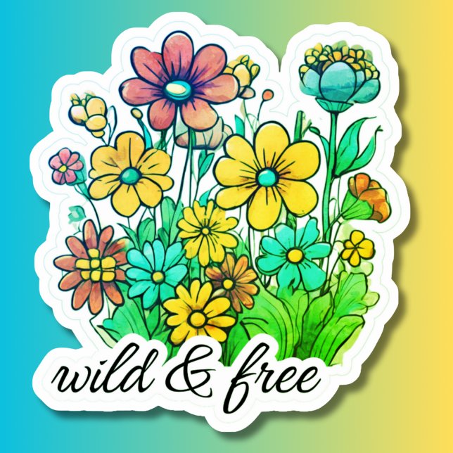 Sticker Fleurs rétro Wild & Gratuites étanches (Créateur téléchargé)