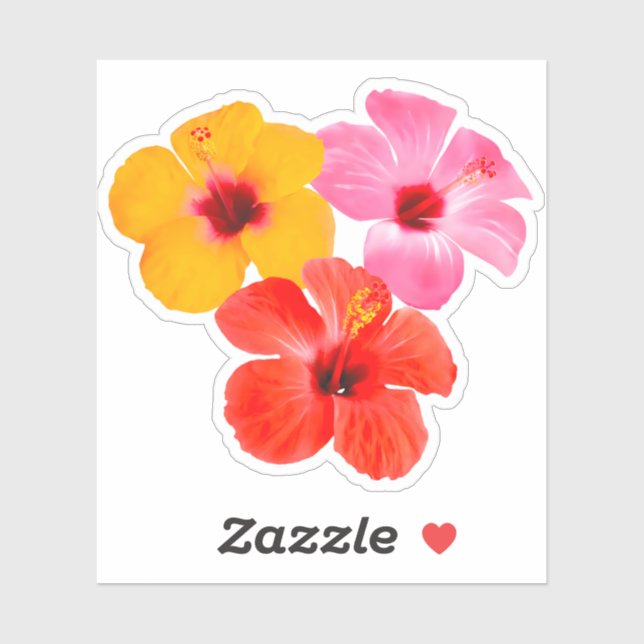 Sticker Fleurs rouges Orange rose Hibiscus (Feuille)