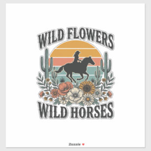 Sticker Fleurs sauvages Chevaux sauvages Chemise florale o