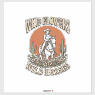 Sticker Fleurs sauvages Chevaux sauvages Chemise Western C