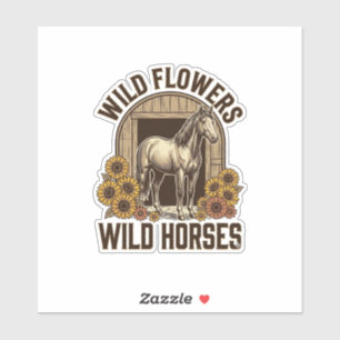 Sticker Fleurs sauvages Chevaux sauvages Chemise Western V