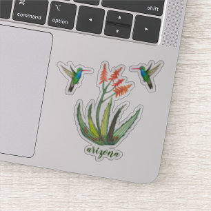 Sticker Fleurs succulentes de colibris de Vera d'aloès de