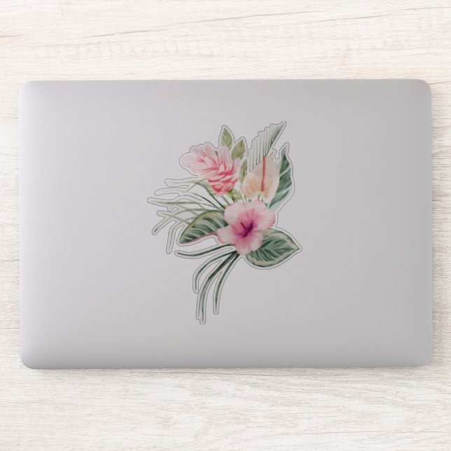 Sticker Fleurs Tropicales Chic (Ordinateur)