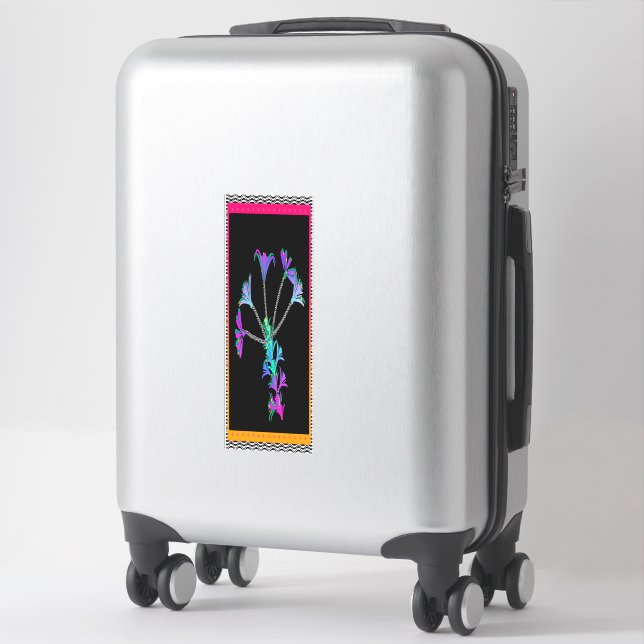Sticker Fleurs violettes Avec Bordure (Sur valise)
