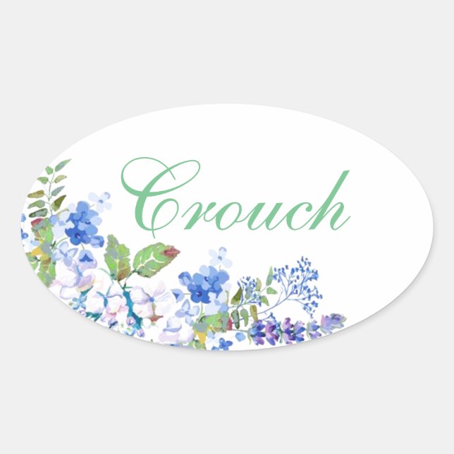 Sticker floral bleu personnalisé (Devant)