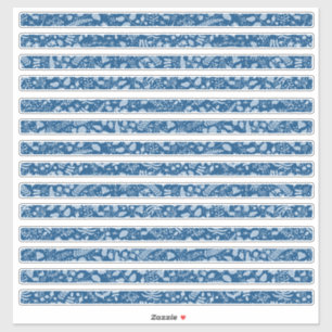 Sticker Floral Borders Boho Classic Blues