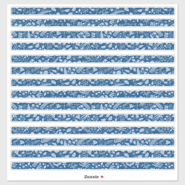 Sticker Floral Borders Boho Classic Blues (Feuille)