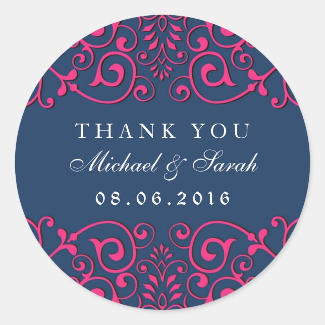 Sticker floral classique bleu marine victorien (Devant)