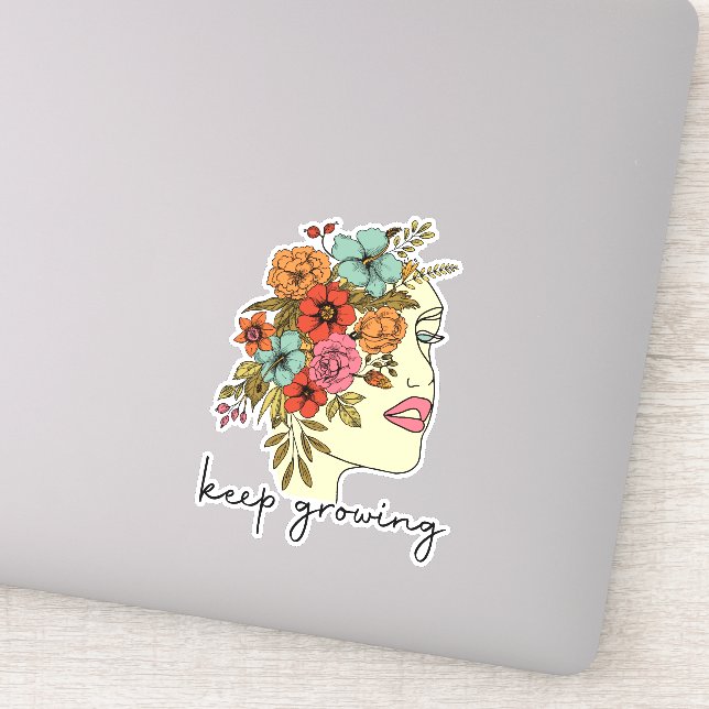Sticker Floral Continuez À Être En Santé Mentale Positive (Détail)