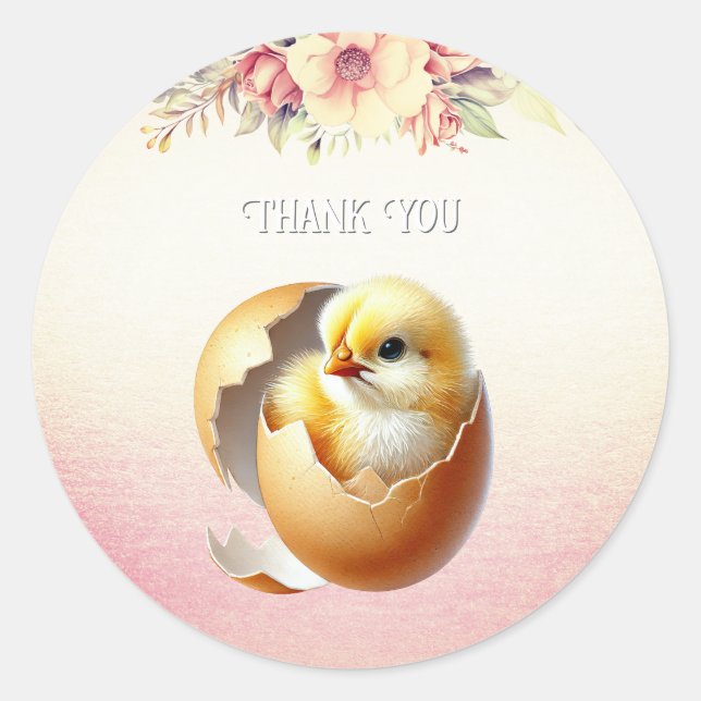 Sticker floral de petite éclosion de poulet (Devant)
