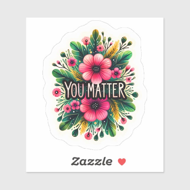 Sticker Floral Design Promoting Self-Worth (Feuille)