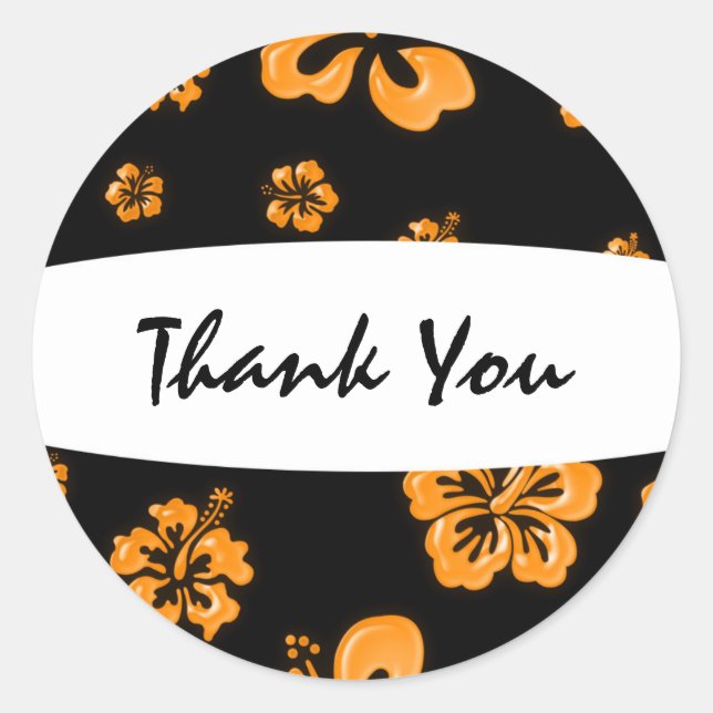 Sticker floral d'Hibiscus orange et noir (Devant)