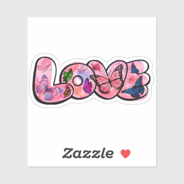 Sticker Floral Love Typography  (Feuille)