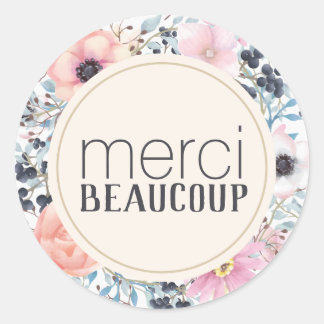 Sticker floral Merci Beaucoup Merci