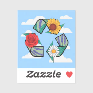 Sticker Floral Recycling Symbol   Eco-Friendly Nature