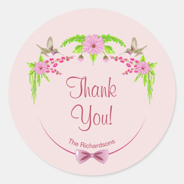 Sticker floral rose et vert nostalgique (Devant)