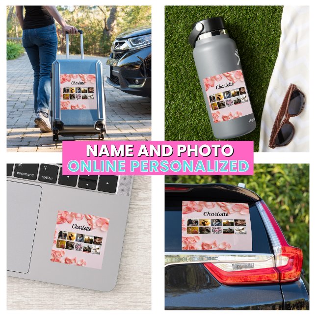 Sticker Floral Script Best Mom Ever Mère's Photo Collage (Floral Script Best Mom Ever Mother's Photo Collage Sticker
)