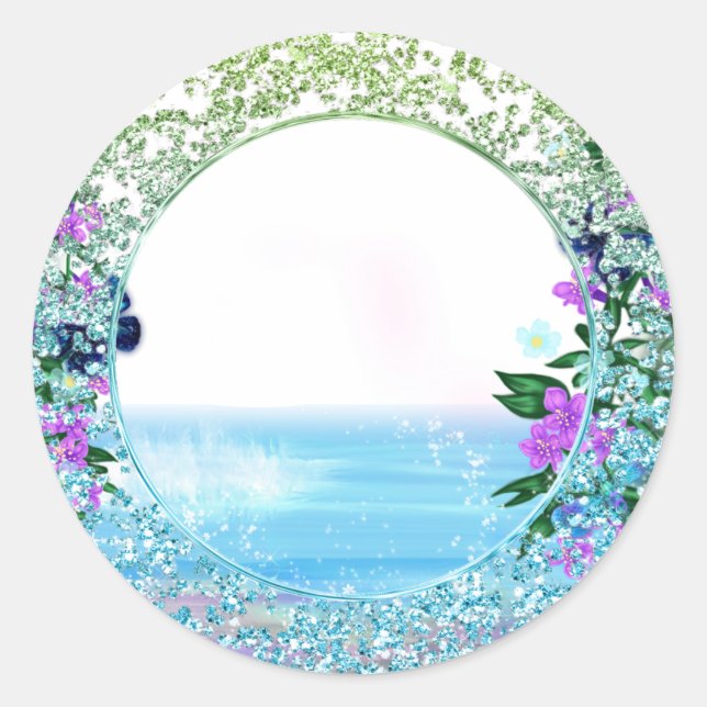 Sticker floral Tropical Mystique Océan (Devant)